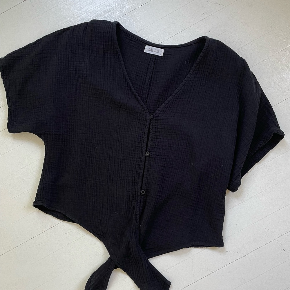 Bella Dahl SIZE L Tie waffle shirt